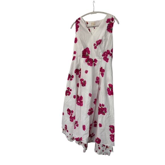 NICOBAR Ceylon Layered MIDI Dress - White & Fuchsia Print SZ L - Picture 1 of 7